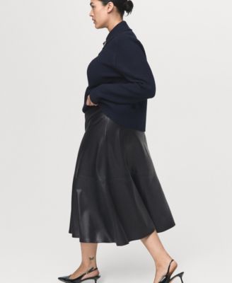 Women's Leather-Effect Midi Skirt
