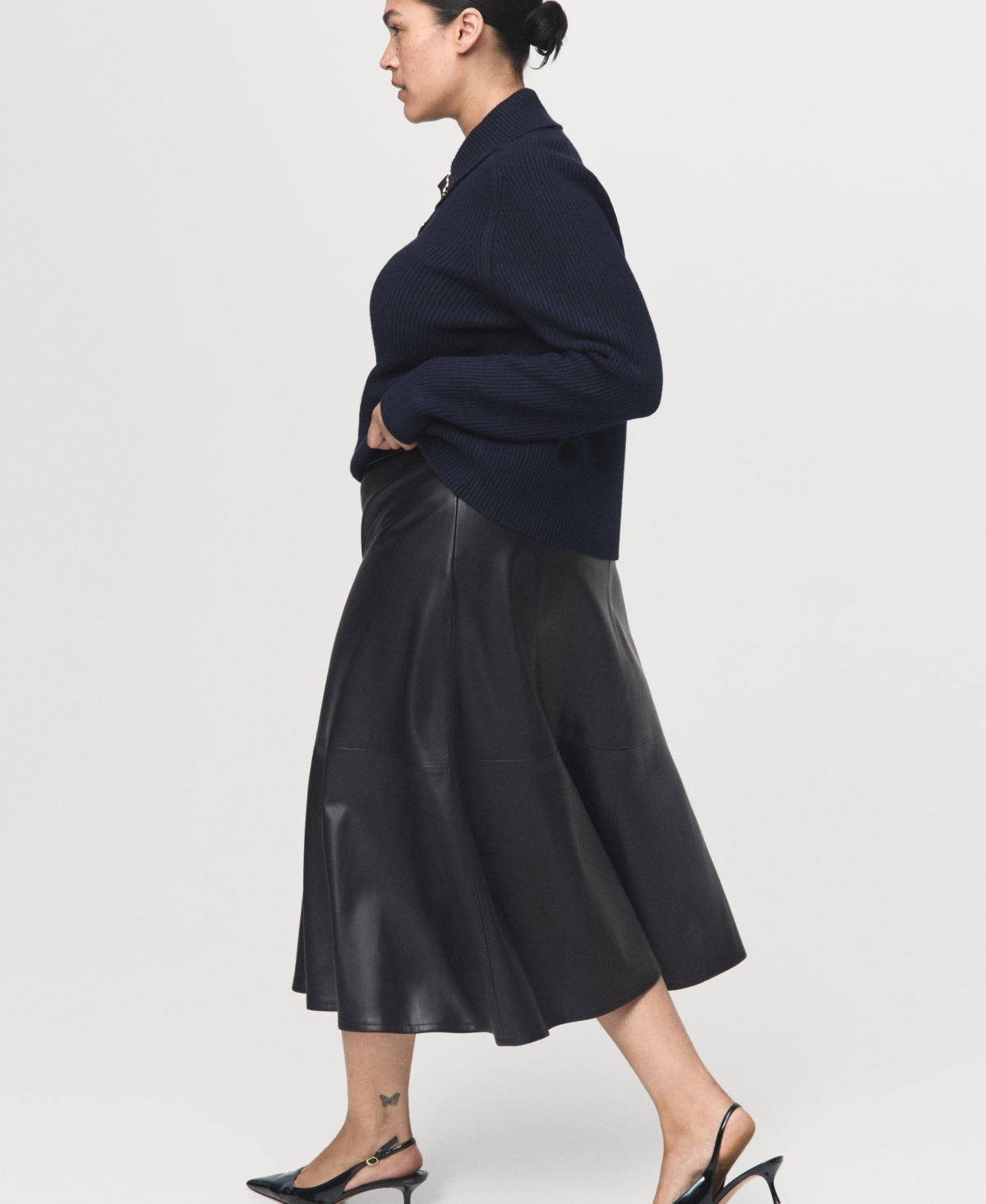 Mango Women's Leather-Effect Midi Skirt
