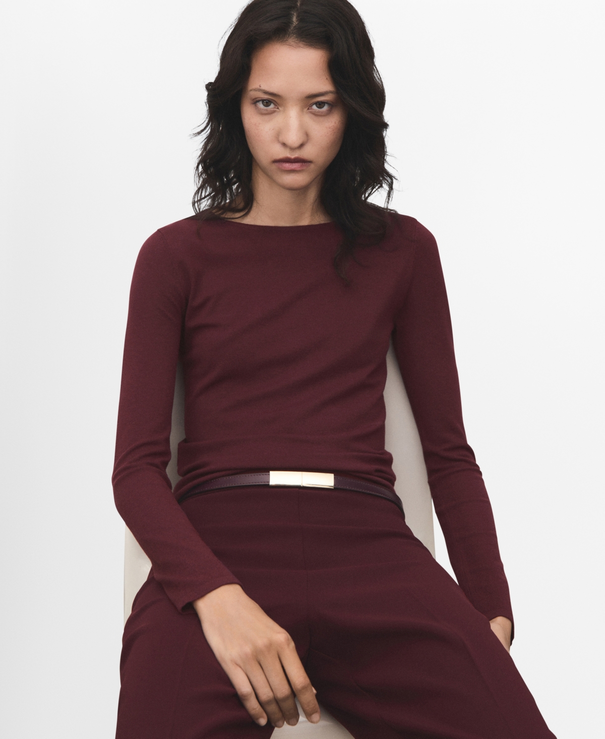 Mango Women's Long-sleeved Fine-knit Sweater In Red