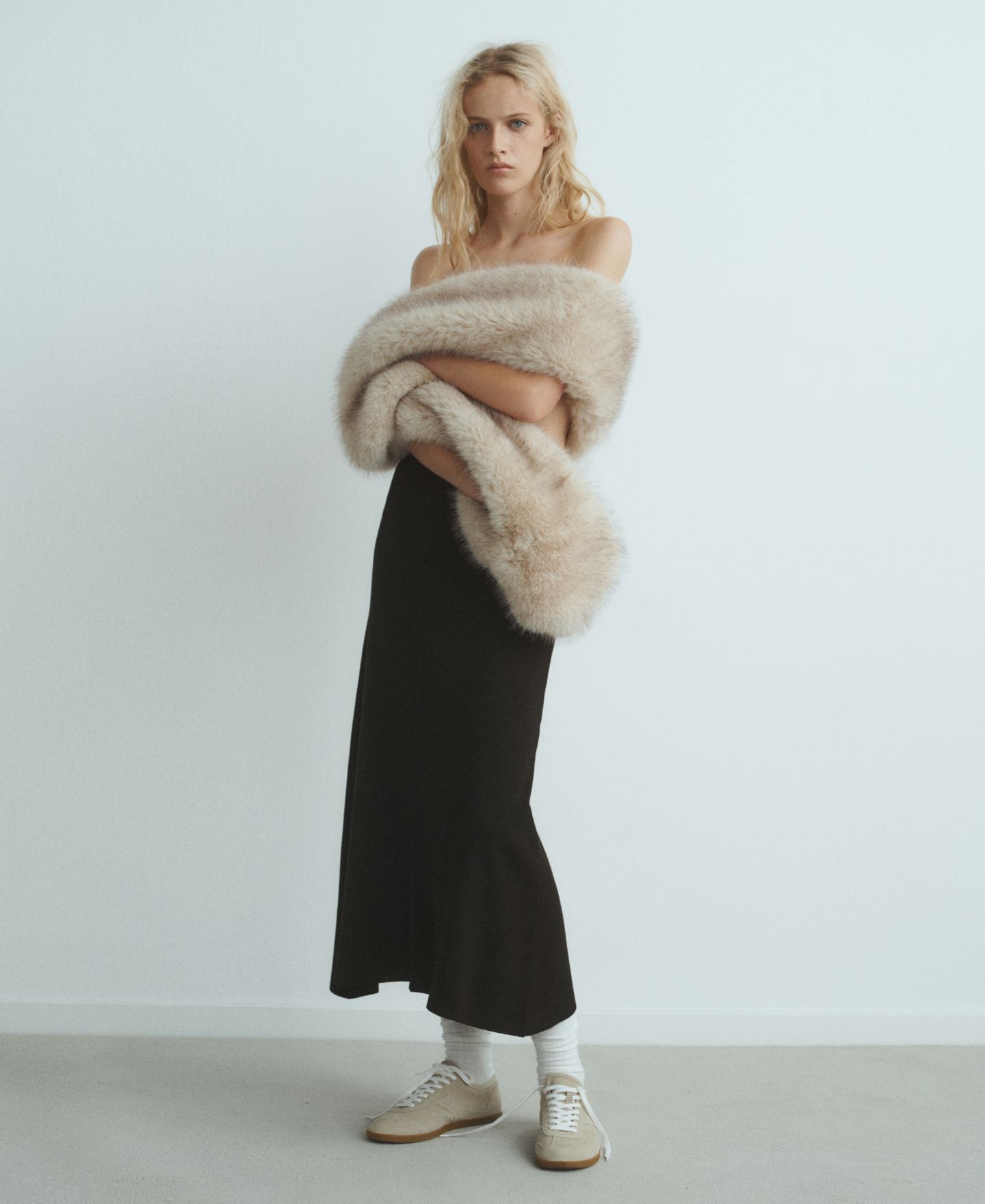 Женская юбка Mango Flared Knitted, цвет: Чёрный — фото 3