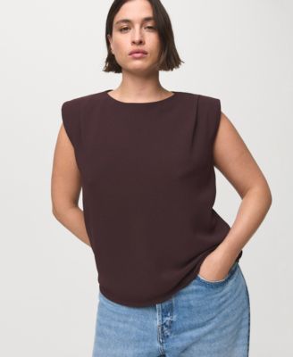 Women's Shoulder Pads Ruched Blouse