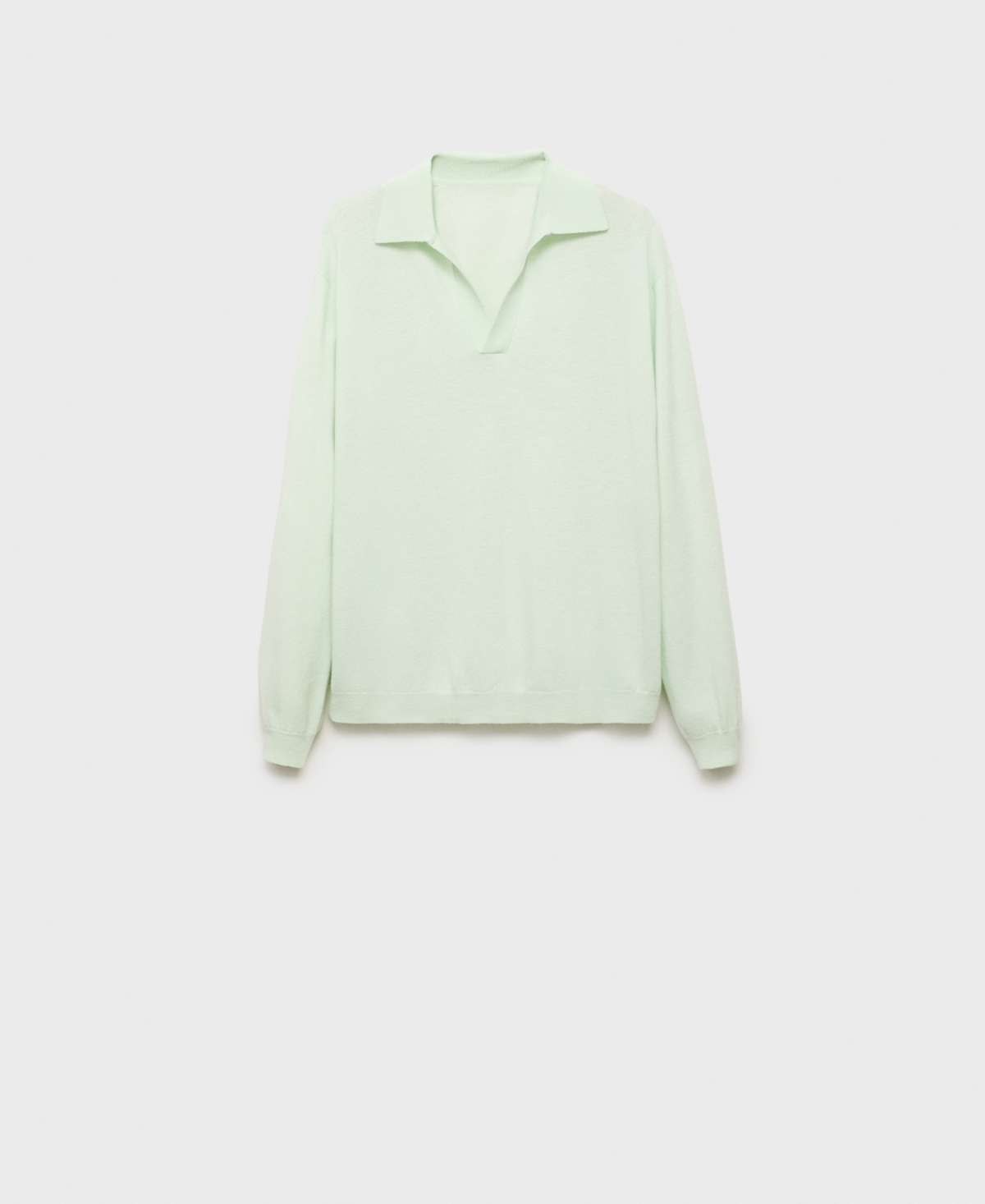 Mango Johnny Collar Wool Sweater In Green