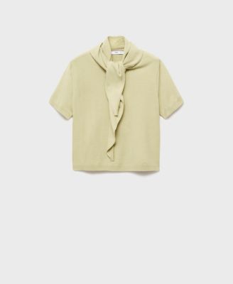MANGO - Women's Short Sleeve Scarf Sweater