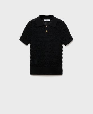 Women's Polo-Neck Textured Sweater