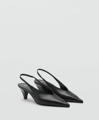 MANGO - Women's Pointed-Toe Leather Heeled Shoes
