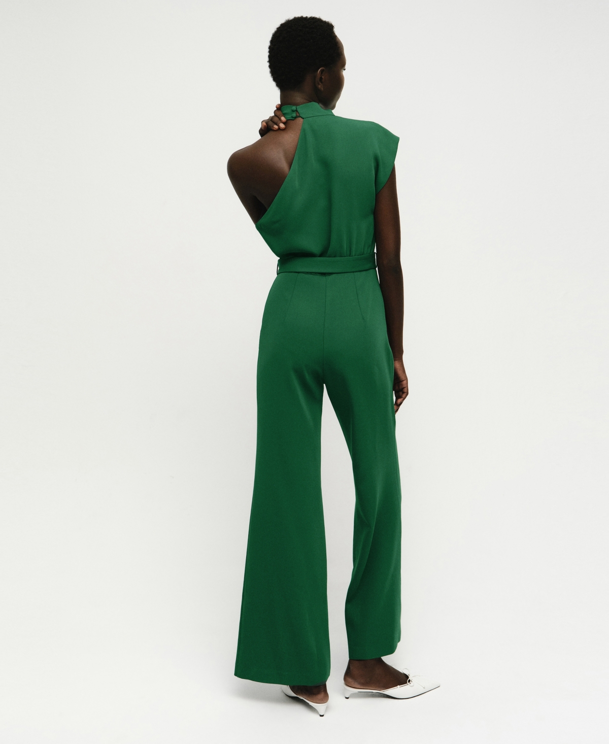 Mango Women's Belted Asymmetrical Long Jumpsuit
