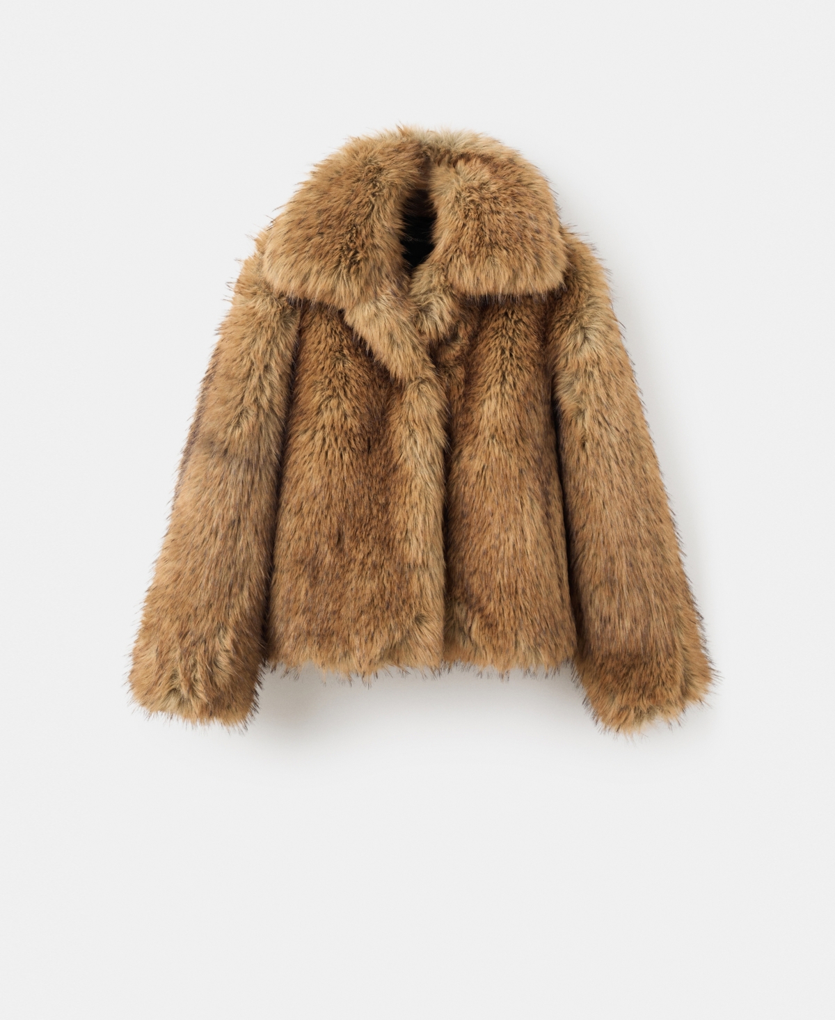 Mango Faux Fur Jacket In Brown