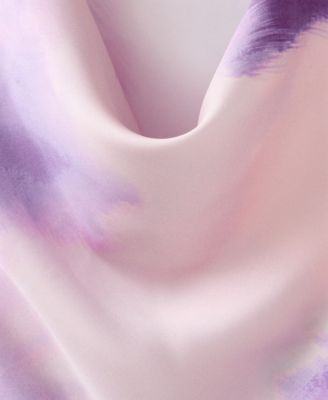 Women's Draped Neckline Satin Tie-Dye Dress