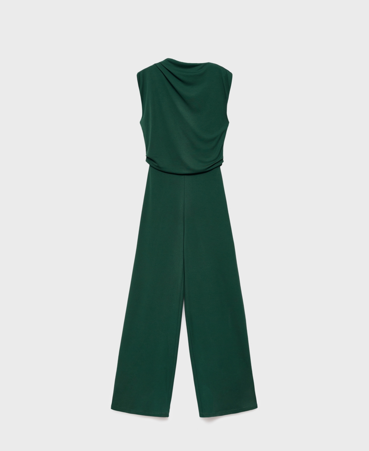 Mango Straight-fit Jumpsuit With Draped Neckline Dark Green In Green