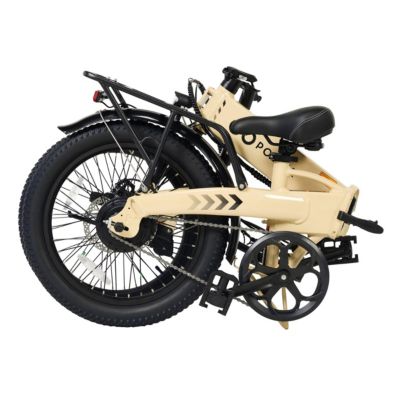 GoVolt Folding Electric Bike for Adults | 20" Tires | 500W Motor | 45+ Mile Range | 20mph Top Speed | Class 1 & 2 eBike | Sand