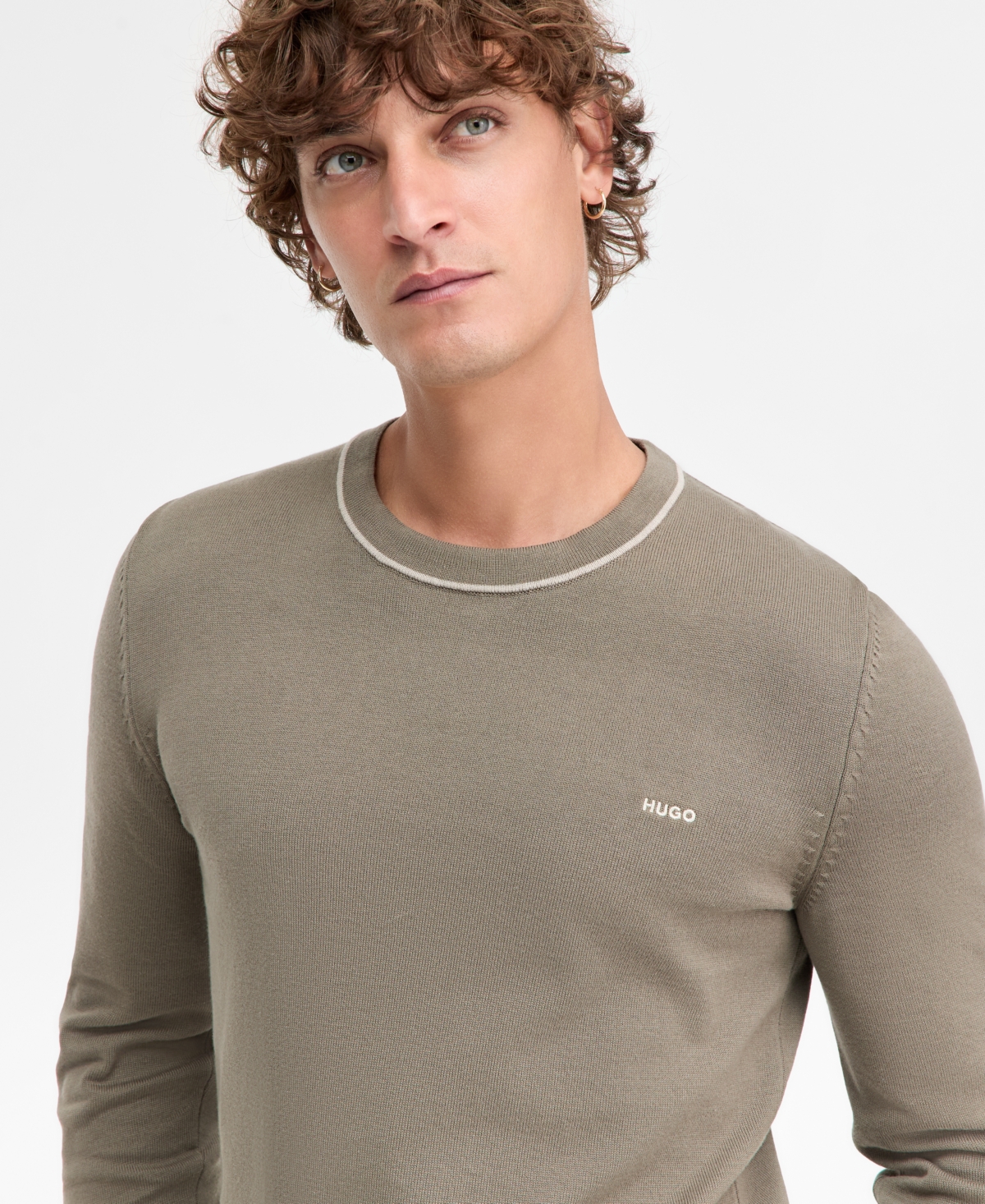 Hugo Boss San Cassius Long-sleeve Crewneck Sweater In Gray