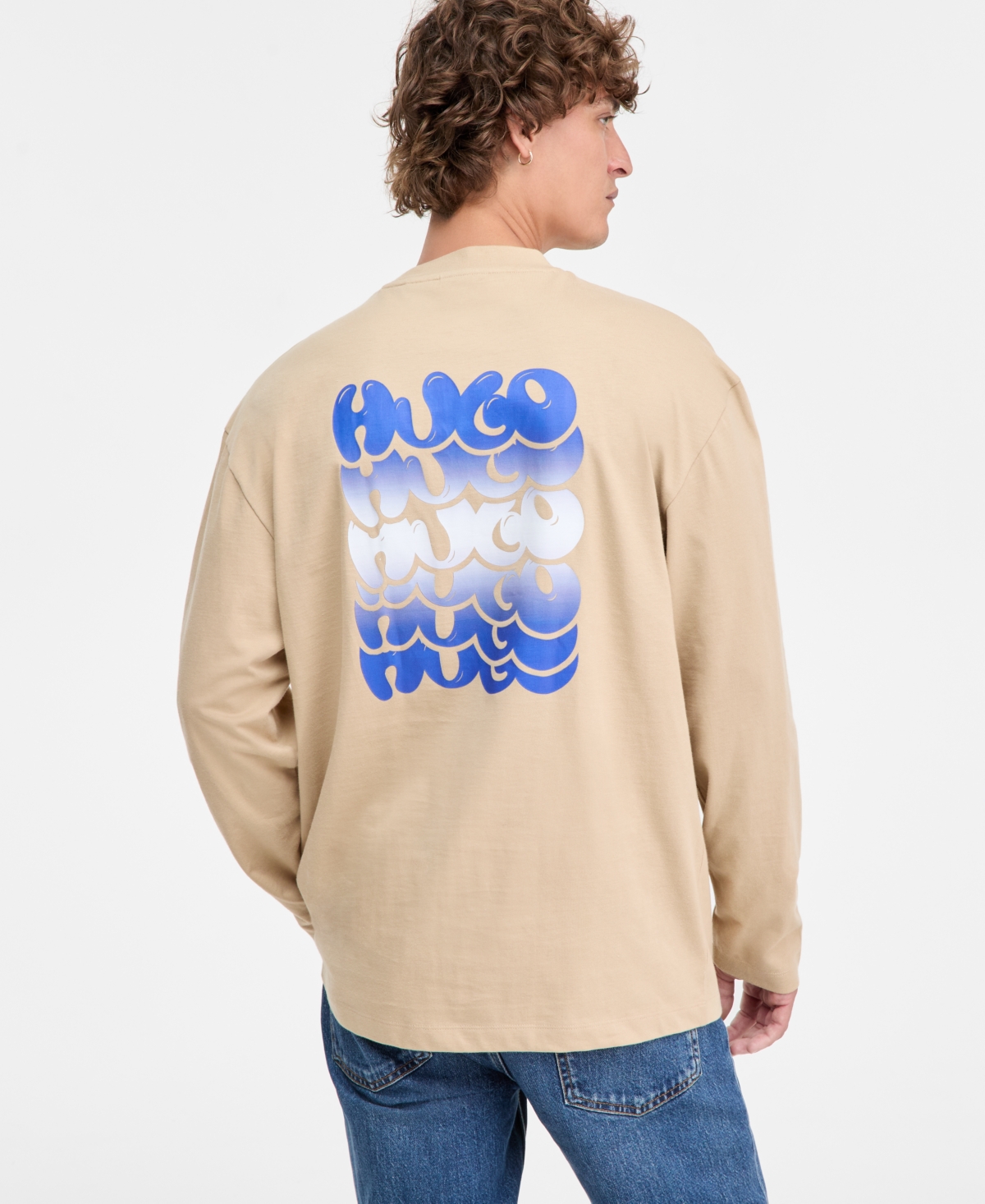 Hugo Boss Men's Nifting Logo Long-Sleeve Cotton T-Shirt