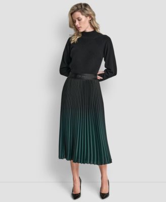 Women's Pleated Ombre Pull-On Skirt