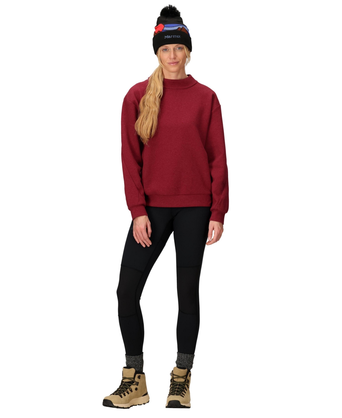 Marmot Women's Ridge Tech Long Sleeve Pull On Sweatshirt In Burgundy