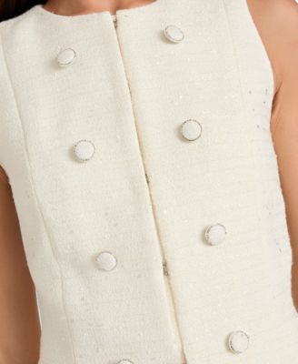 Women's Collarless Hook & Eye Cropped Vest