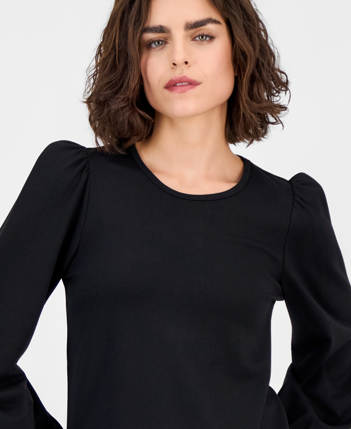 Ak Anne Klein Petite Serenity Knit Long-Sleeve Top