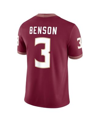 Men's Trey Benson Garnet Florida State Seminoles Player Game Jersey