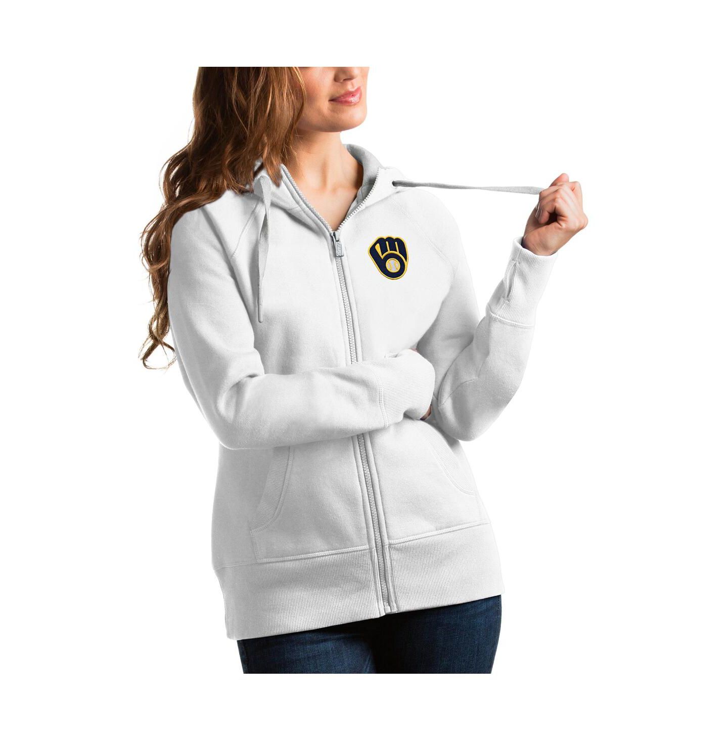 Женское худи Antigua White Milwaukee Brewers Team Victory Full-Zip — фото 1