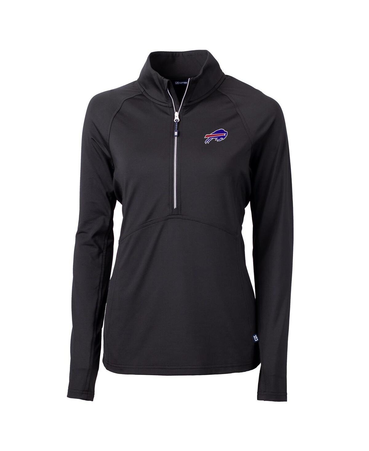 Cutter & Buck Women's Black Buffalo Bills Adapt Eco Knit Half-zip Pullover Sweatshirt In Black