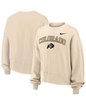 Women's Natural Colorado Buffaloes Phoenix Fleece Oversized Cropped Sweatshirt