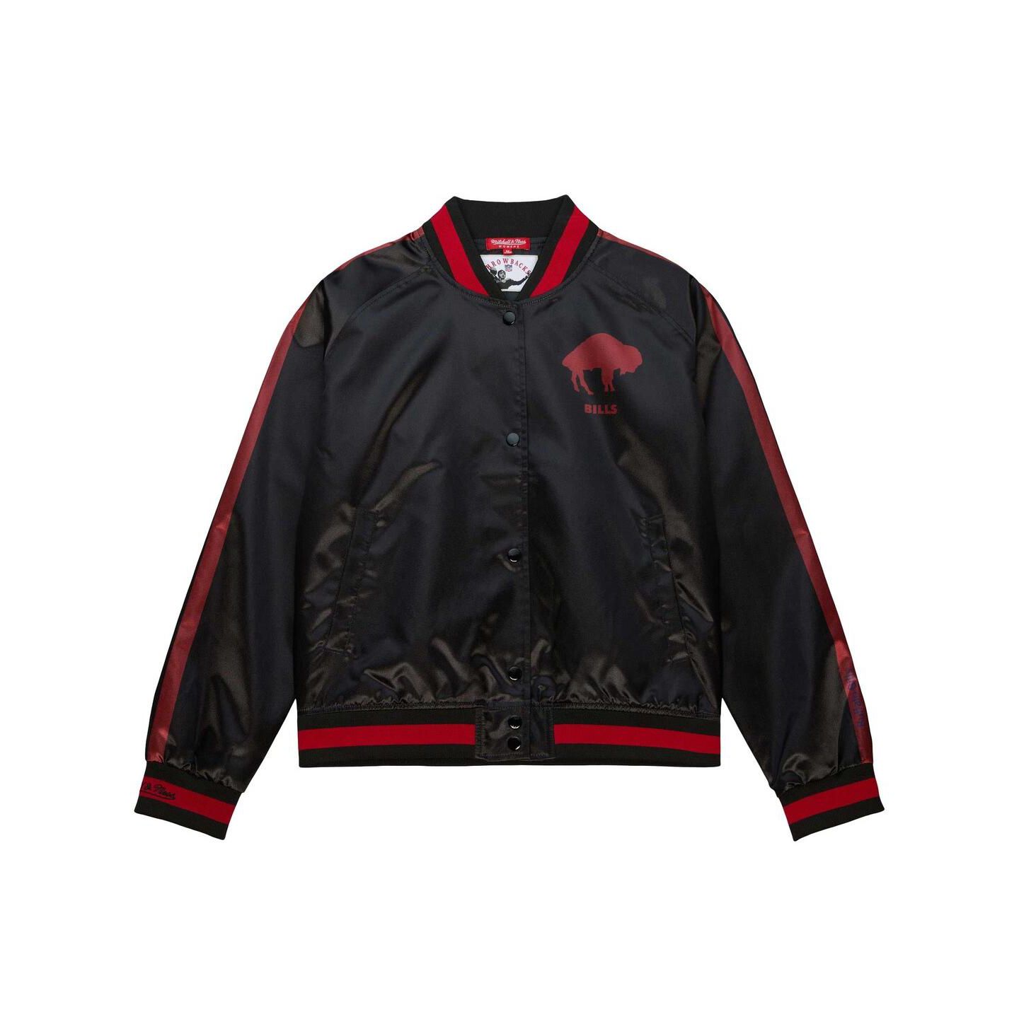 Женская куртка Mitchell & Ness Black Buffalo Bills Raglan Satin Full-Snap — фото 2