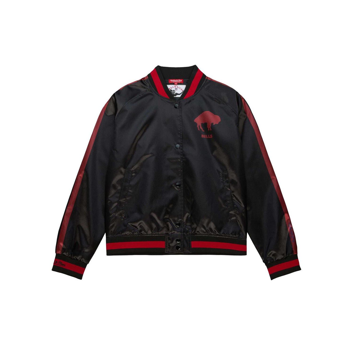 Women's Black Buffalo Bills Raglan Satin Full-Snap Jacket