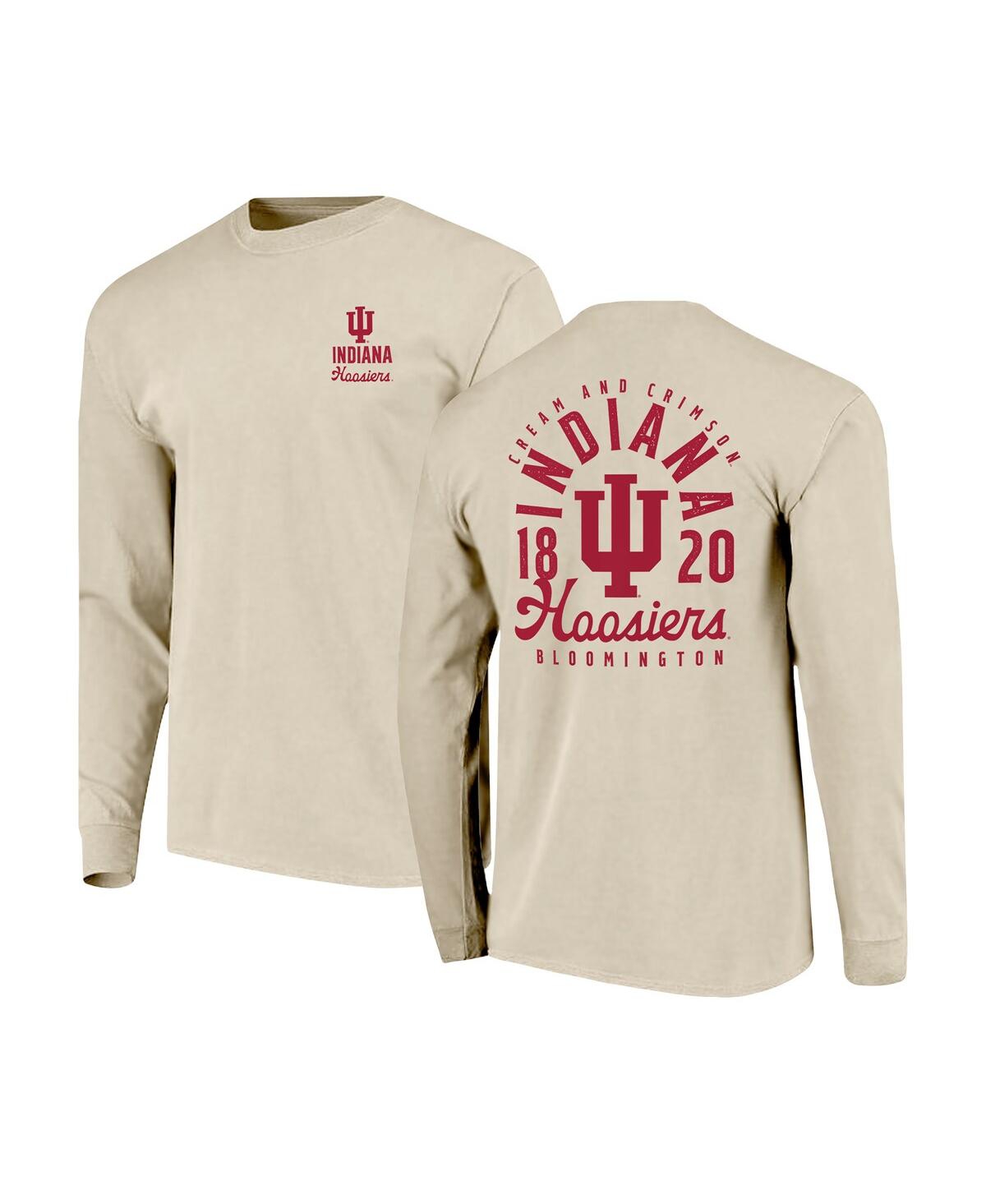 Image One Men's Natural Indiana Hoosiers Comfort Colors Mascot Overlay Long Sleeve T-shirt In Brown
