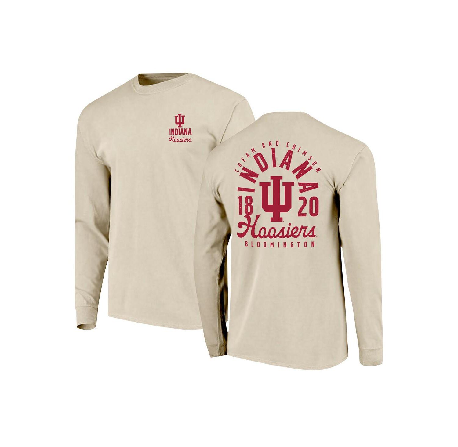 Men's Natural Indiana Hoosiers Comfort Colors Mascot Overlay Long Sleeve T-Shirt