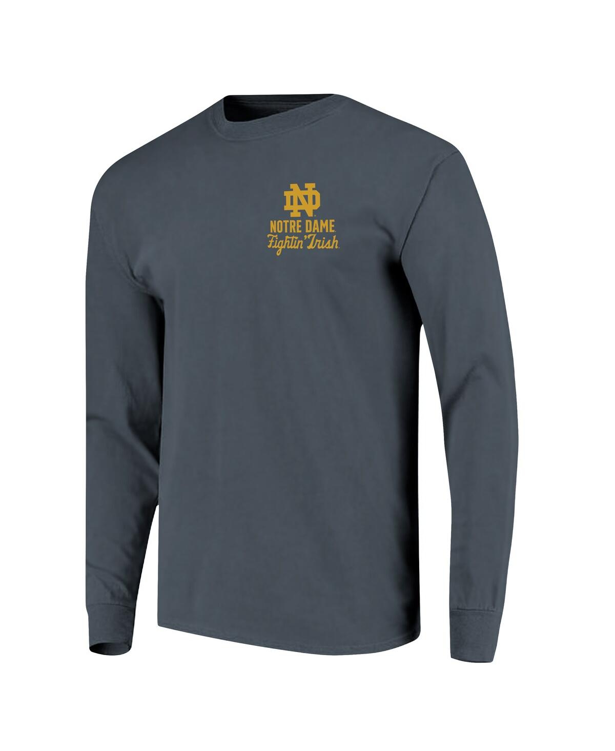 Image One Men's Navy Notre Dame Fighting Irish Comfort Colors Mascot Overlay Long Sleeve T-shirt In Blue