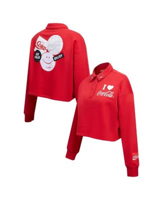Freeze Max - Women's Red Coca-Cola Ice Cold Long Sleeve Cropped Polo Shirt