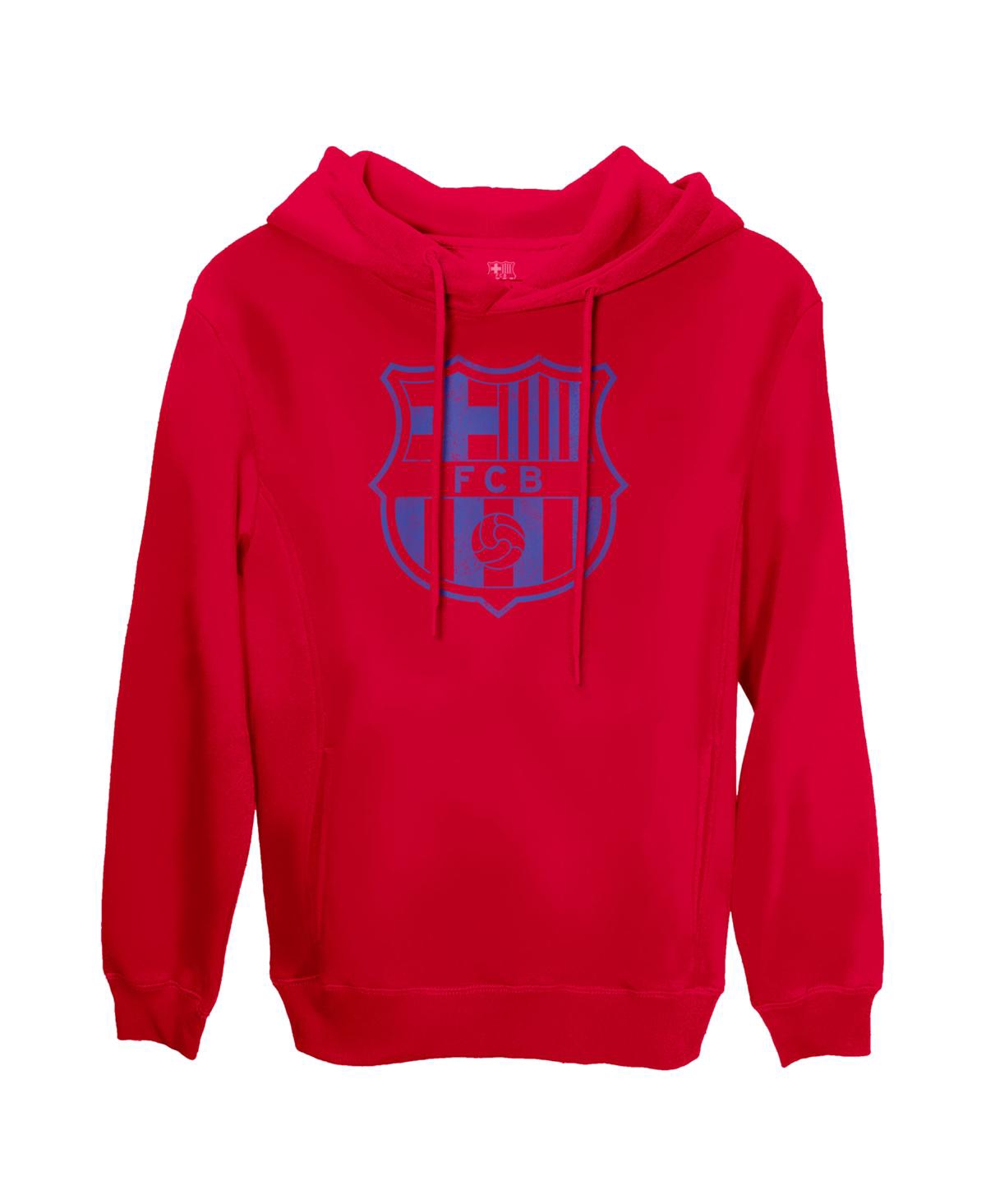 1863fc Men's Red Barcelona Mono Badge Fleece Pullover Hoodie In Red