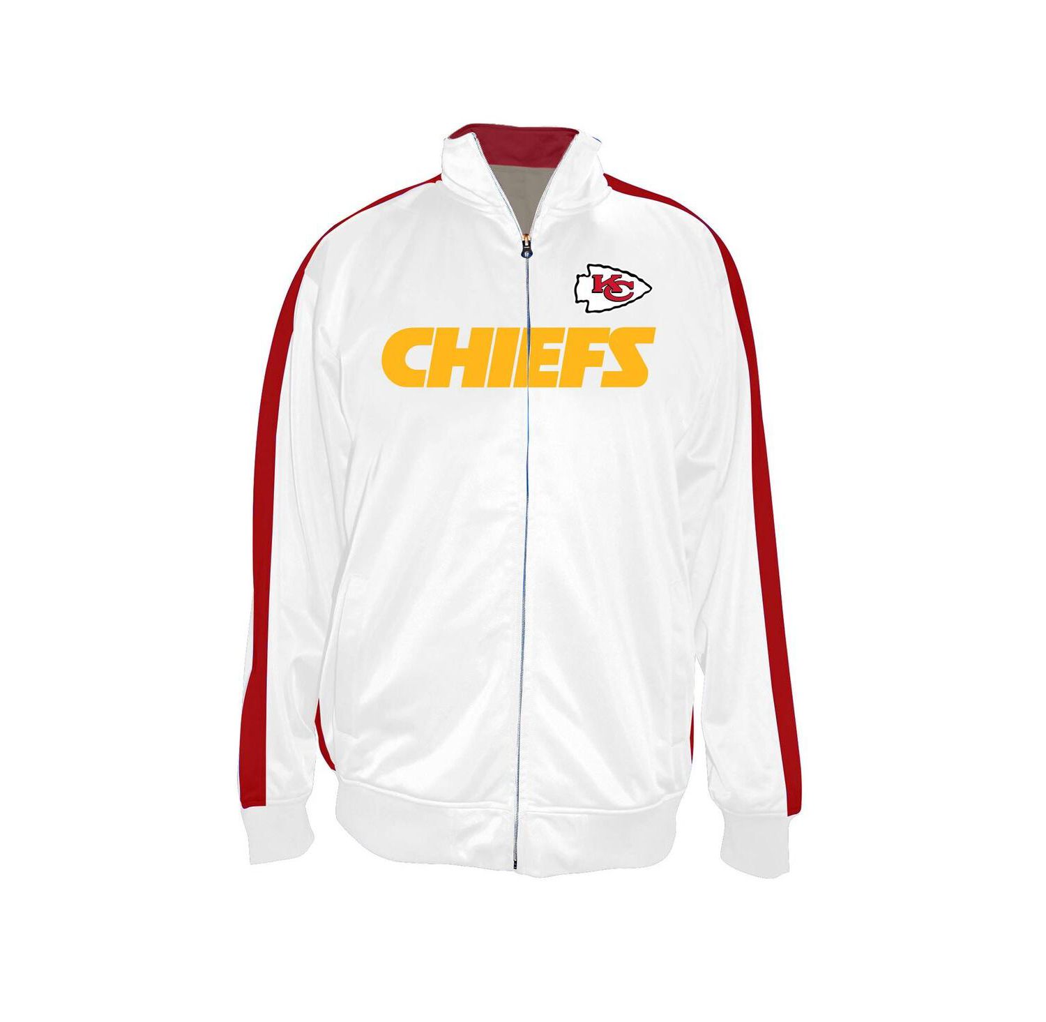 Men's White Kansas City Chiefs Big & Tall Tricot Full-Zip Track Jacket