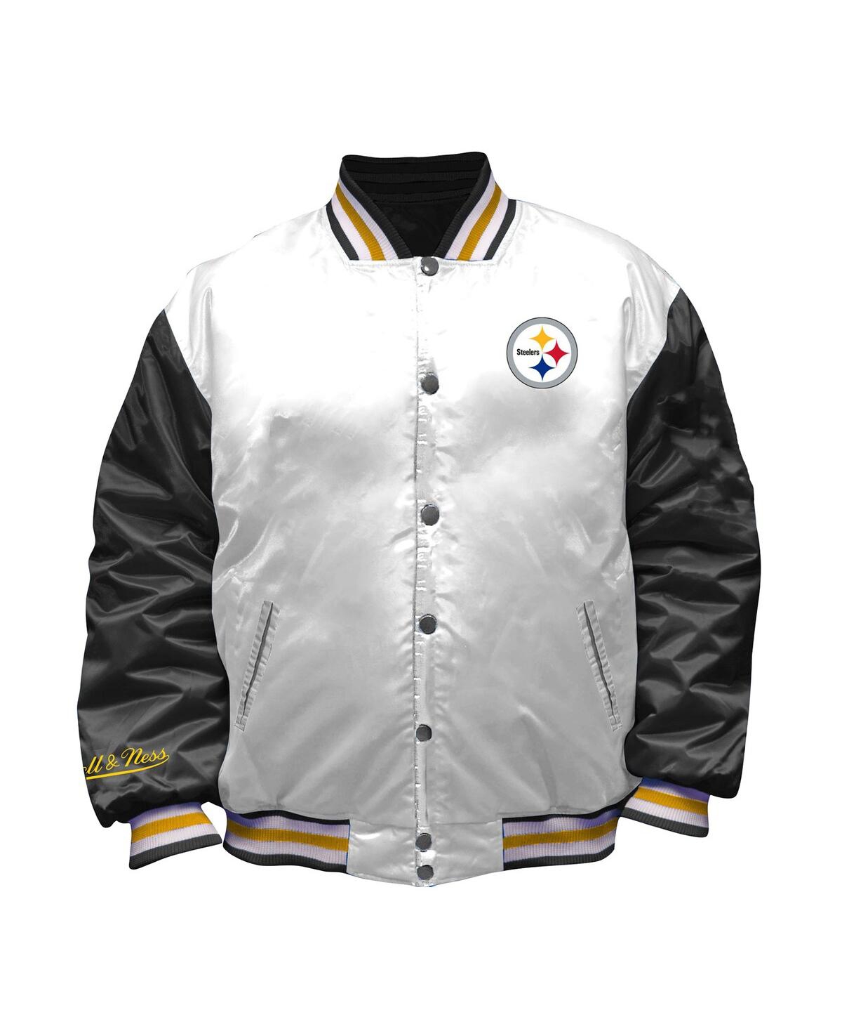 Mitchell & Ness Women's White Pittsburgh Steelers Plus Size Full-snap Satin Jacket In White