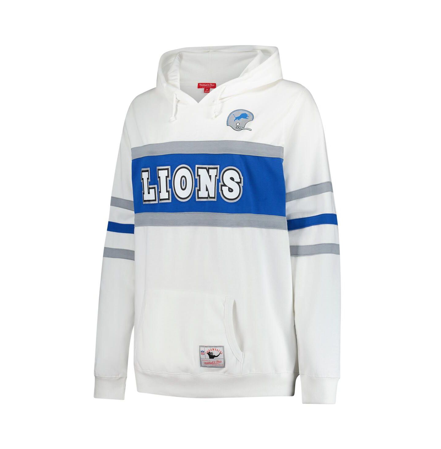 Женское худи Mitchell & Ness White Detroit Lions Plus Size Head Coach Throwback Pullover — фото 2