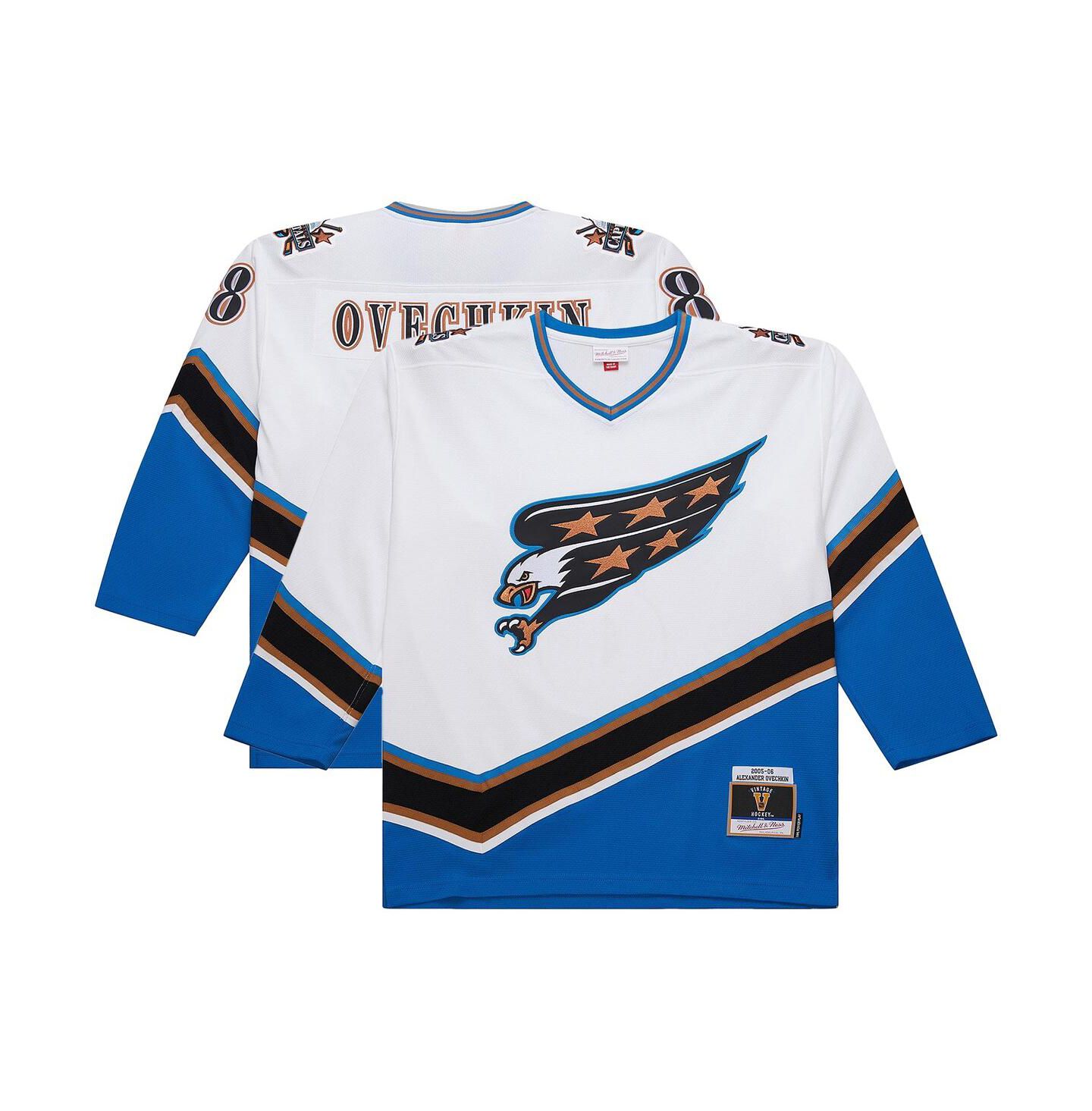 Мужской топ Mitchell & Ness Alexander Ovechkin White Washington Capitals Big & Tall 2005/06 Power Play Jersey — фото 1