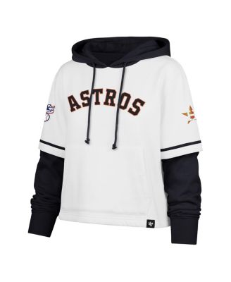 Women's White Houston Astros Trifecta Shortstop Cropped Pullover Hoodie