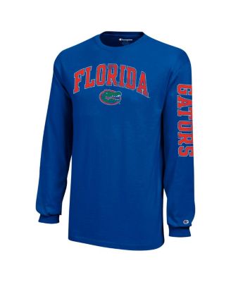 Big Boys and Girls Royal Florida Gators Distressed Arch Over Logo Long Sleeve T-Shirt