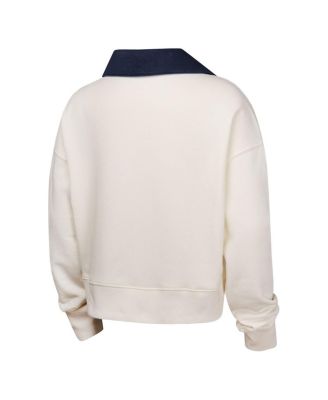 Big Girls White Houston Astros Ballpark Hit Collared V-Neck Pullover Sweatshirt