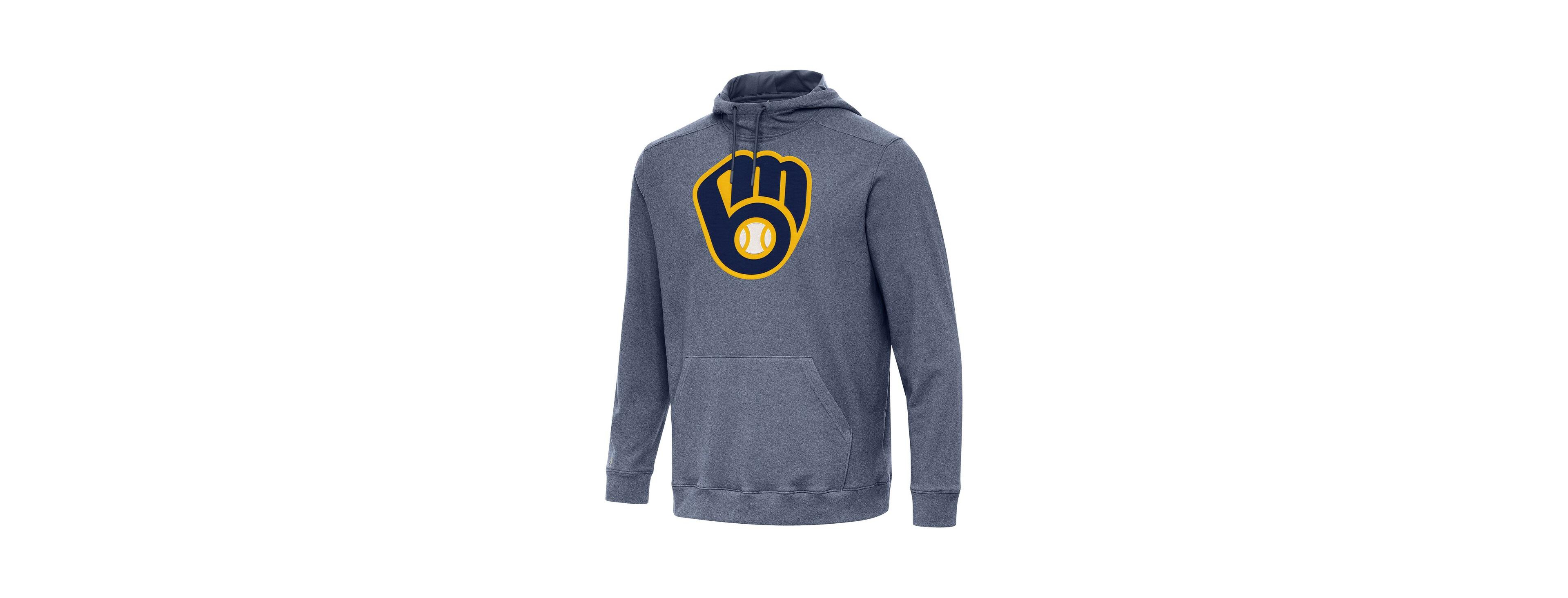Antigua Men's Heather Navy Milwaukee Brewers Cloud Pullover Hoodie