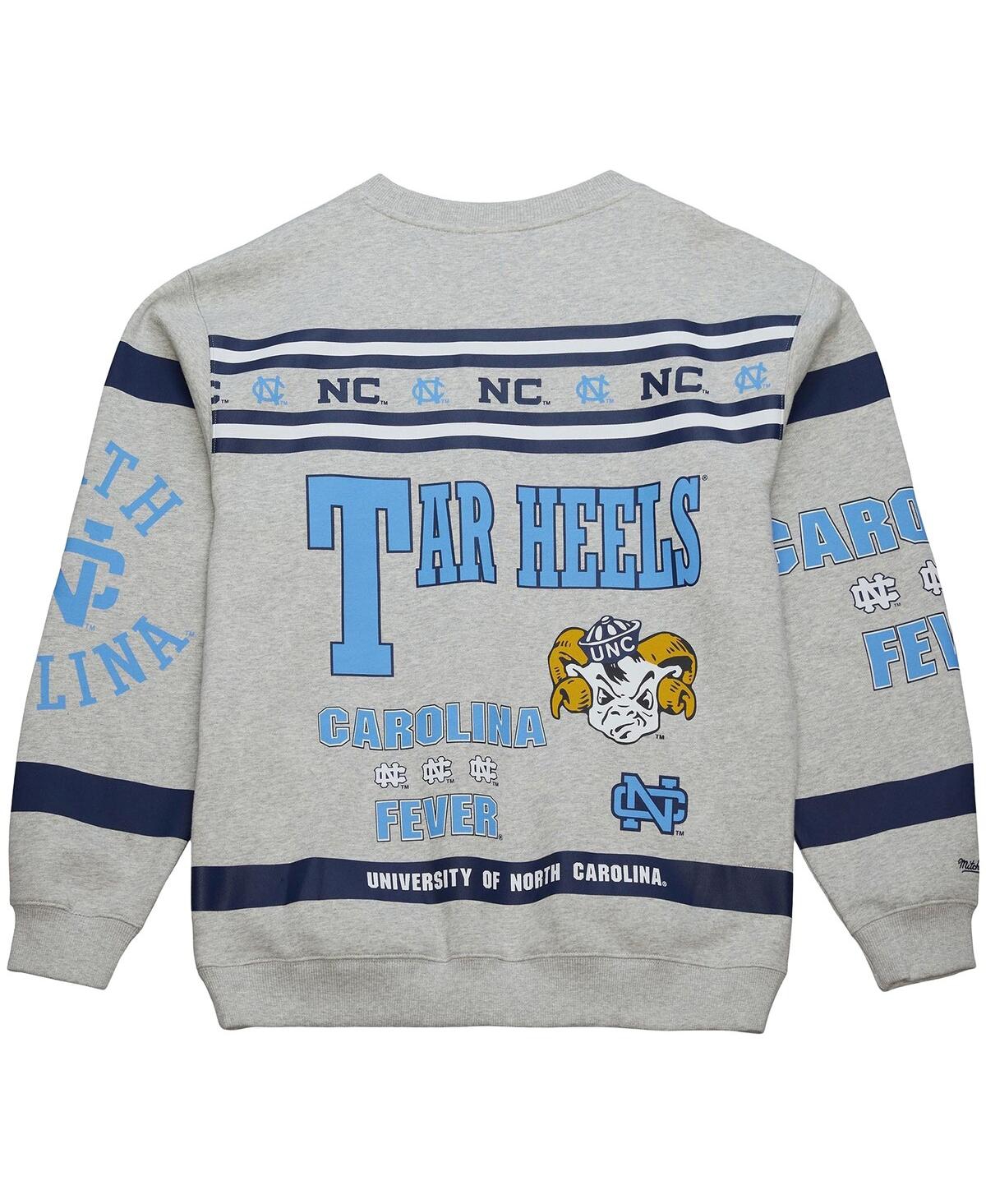 Mitchell & Ness Men's Gray North Carolina Tar Heels All Over Print Sweatshirt In Gray