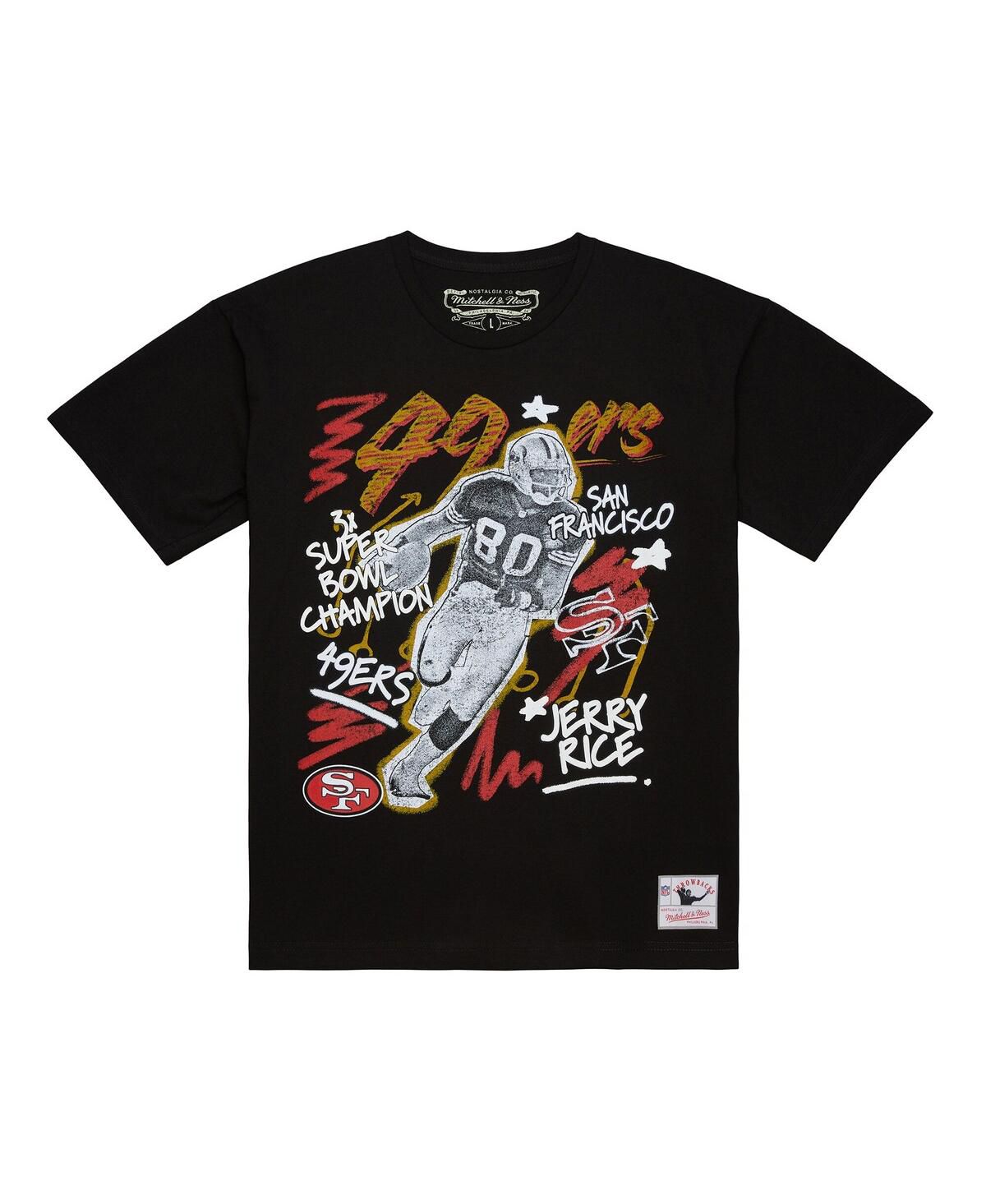 Мужская футболка с изображением игрока Jerry Rice Black San Francisco 49ers, выполненная мелом