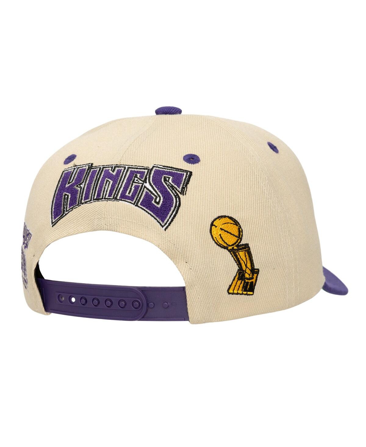 Mitchell & Ness Men'sâ Cream/purple Sacramento Kings Nba Champions Soul Legacy Defined Pro Crown Snapback Hat In Neutral