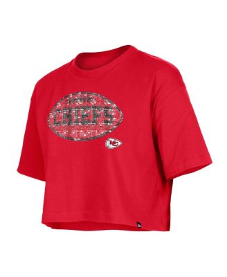 Girls Red Kansas City Chiefs Flip Sequin Boxy T-Shirt