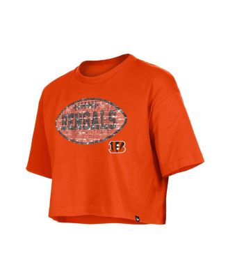 Girls Orange Cincinnati Bengals Flip Sequin Boxy T-Shirt
