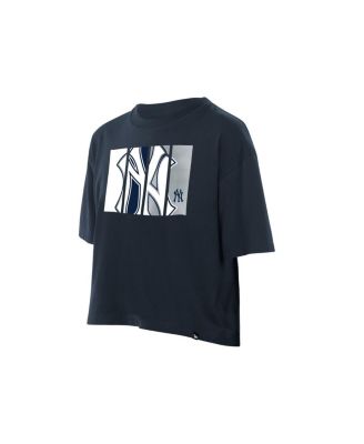 Women's Navy New York Yankees Boxy Foil Logo T-Shirt