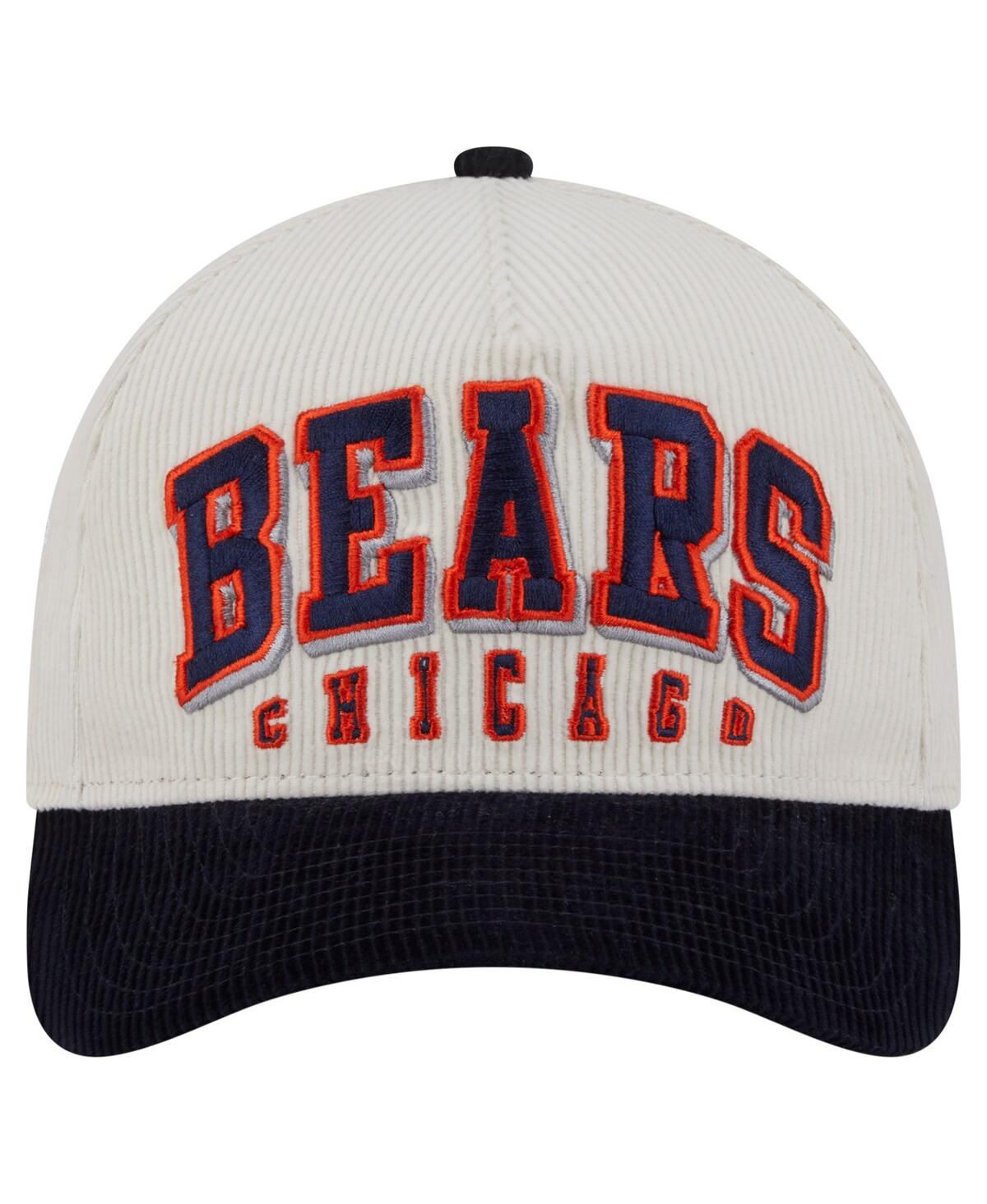 New Era Men's Cream/navy Chicago Bears Bear Two-tone Sided Corduroy 9forty A-frame Adjustable Hat In Multi