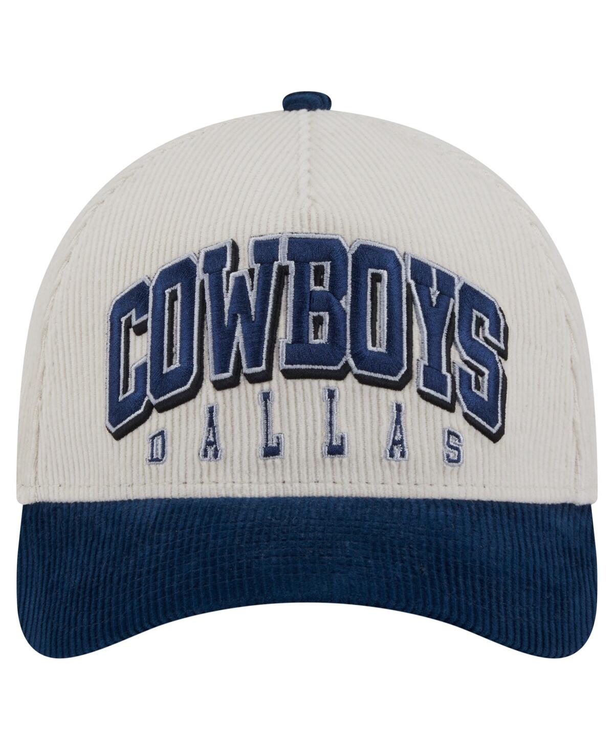 New Era Men's Cream/navy Dallas Cowboys Sided Corduroy 9forty A-frame Adjustable Hat In Multi
