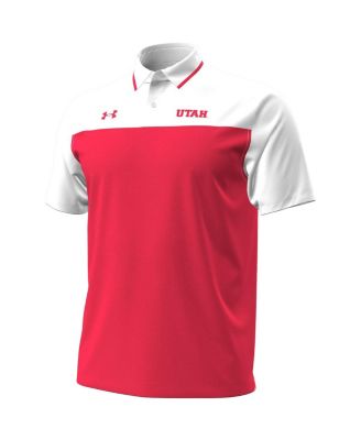 Men's Red/White Utah Utes Green Blocked Polo Shirt