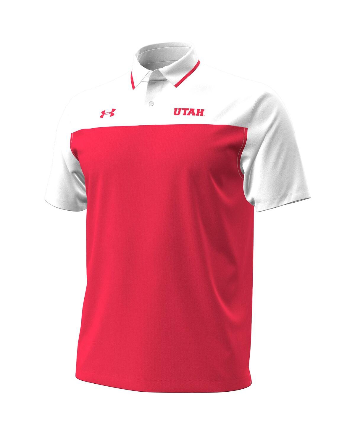 Under Armour Men's Red/white Utah Utes Green Blocked Polo Shirt In Pink