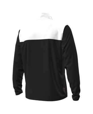 Men's Black/White Utah Utes Green Blocked Quarter-Zip Pullover Sweatshirt